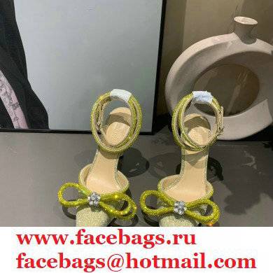 Mach & Mach 9cm heel Double Bow Crystal-Embellished Glittered Pumps yellow